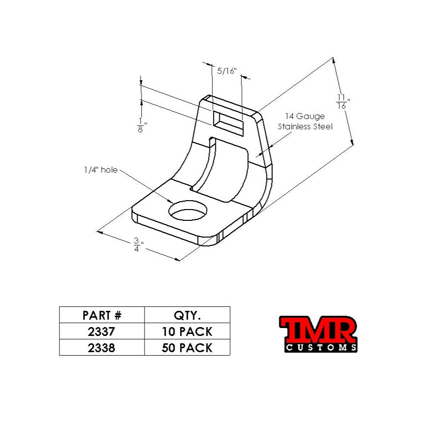 Stainless Steel Bolt On Zip Tie Tab/Cable Tie Tab - 50 Pack