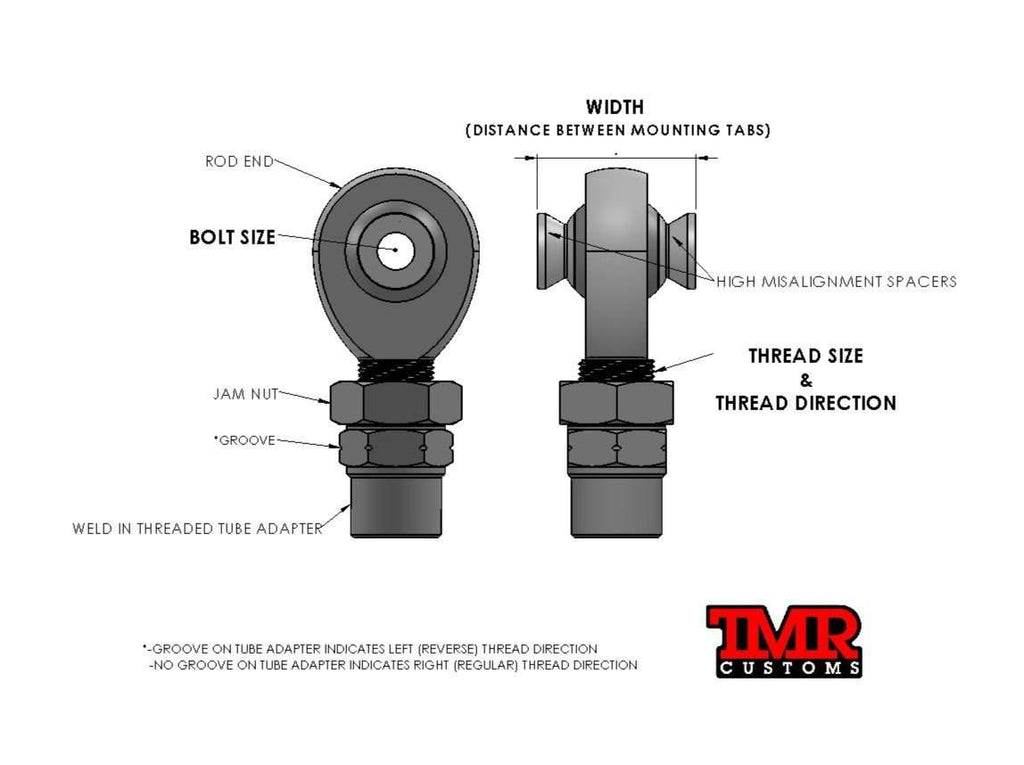 7/8” Rod End (Heim Joint) Package with Hex Tube Adapter