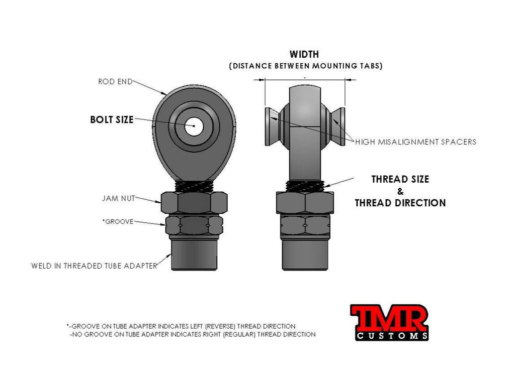 7/8” FK Rod End (Heim Joint) Package with Hex Tube Adapter