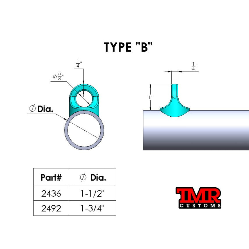 Weld On Eyelet for Clip-In Seat Belt - Type B