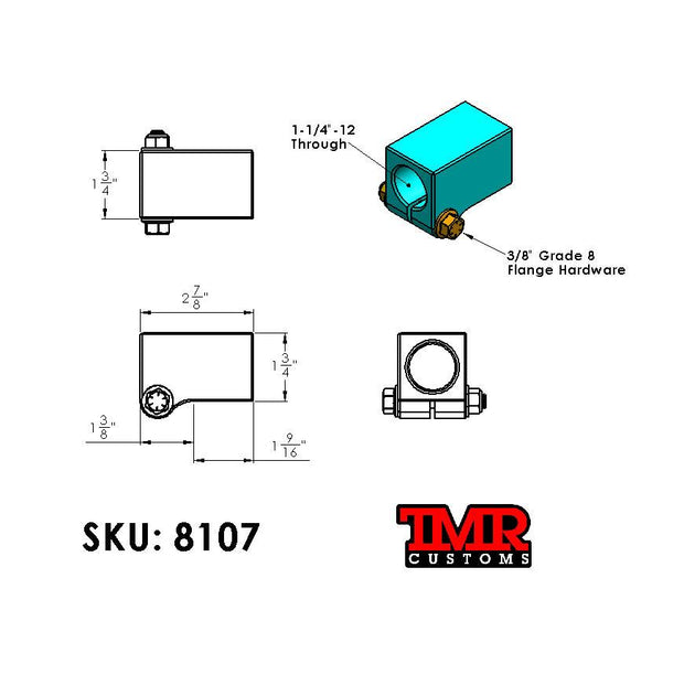 Square Punch Bung for 1-1/4" Rod End (Heim Joint)