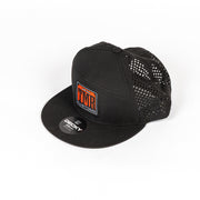 TMR Customs "GRIDROCK" - BLACK 7 Panel PERFORMANCE Flat Bill Hat