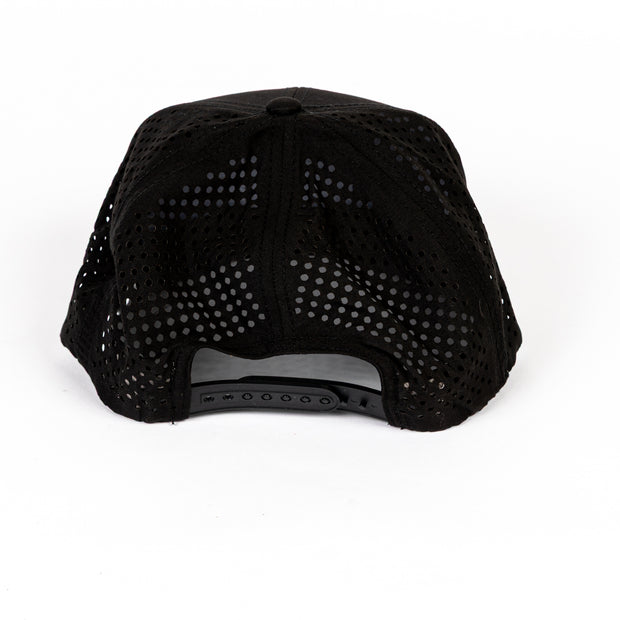TMR Customs "GRIDROCK" - BLACK 7 Panel PERFORMANCE Flat Bill Hat