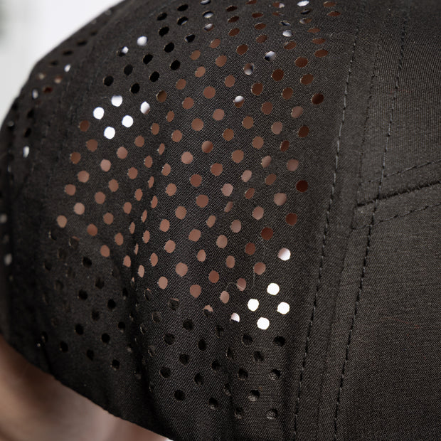 TMR Customs "GRIDROCK" - BLACK 7 Panel PERFORMANCE Flat Bill Hat