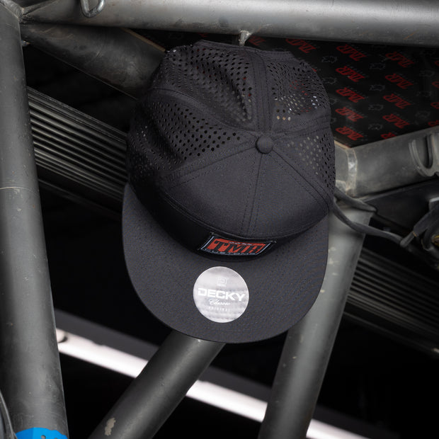 TMR Customs "GRIDROCK" - BLACK 7 Panel PERFORMANCE Flat Bill Hat