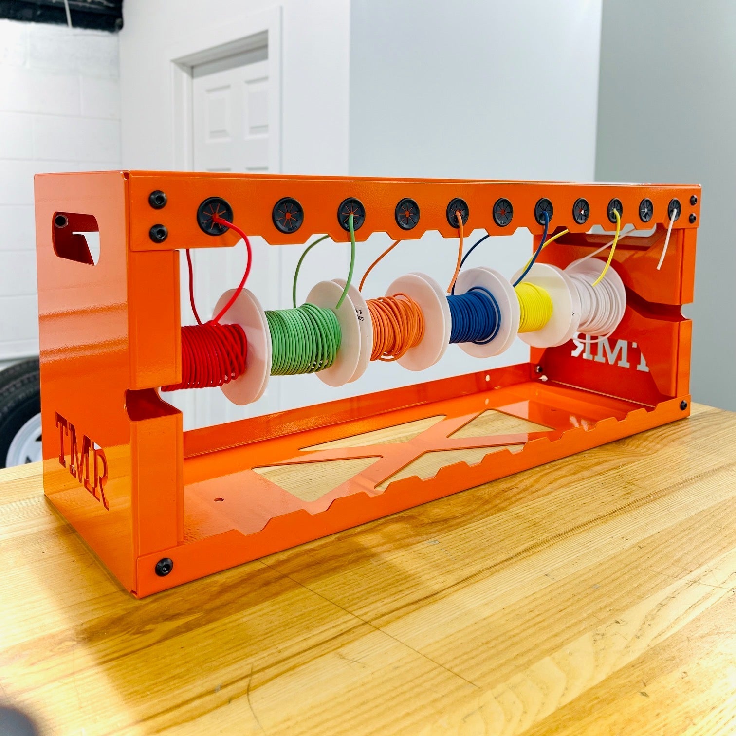 Large Wire Spool Organizer Rack RAW STEEL