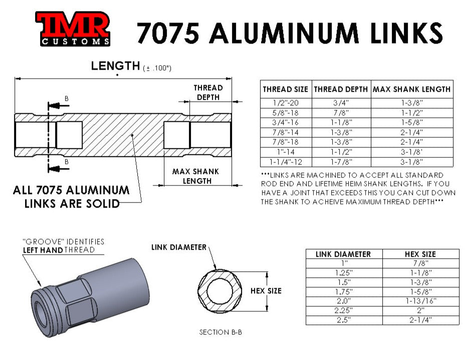 7075 Aluminum Links - 2" Diameter