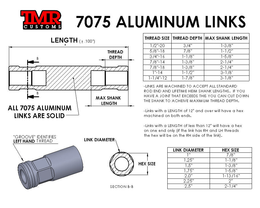 7075 Aluminum Links - 1.5" Diameter