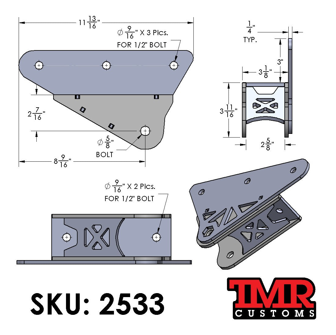 Universal DIY Traction Bar Brackets - Frame Mount