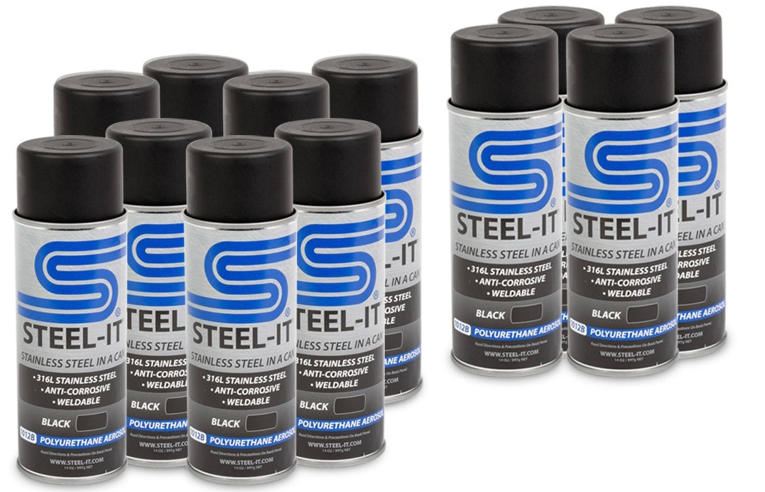 12 PACK of BLACK Steel-It Paint