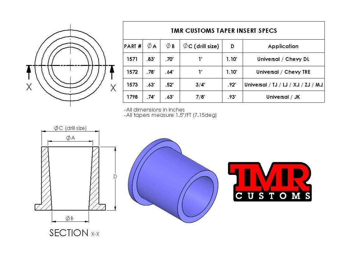 Drag Link End Inserts - Chevy 1 Ton Taper